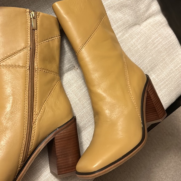 Franco Sarto Shoes - New: Franco Sarto Square Toe Booties in Camel size 7